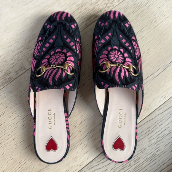 Gucci Princetown Floral Brocade Mule Slides - Picture 1 of 8